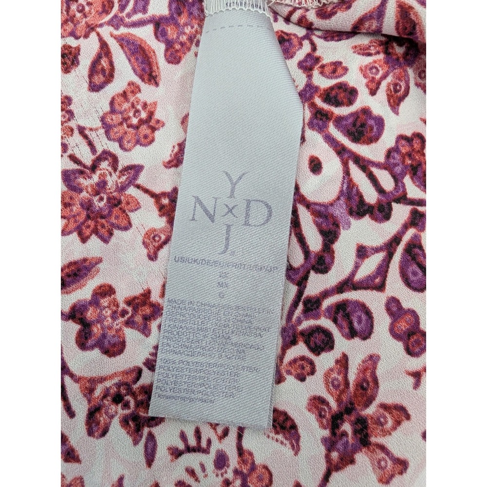 NYDJ Tunic Blouse Women 2X Red White Mixed Print Floral V-Neck 3/4 Sleeve Boho - Picture 5 of 8